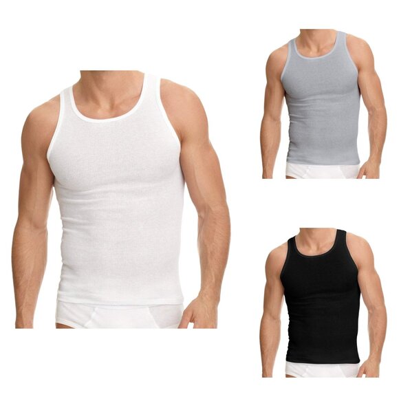 Men's Classic Solid Slim-Fit Cotton Soft Ribbed Slim-Fitting Summer Tank Tops - Picture 11 of 14
